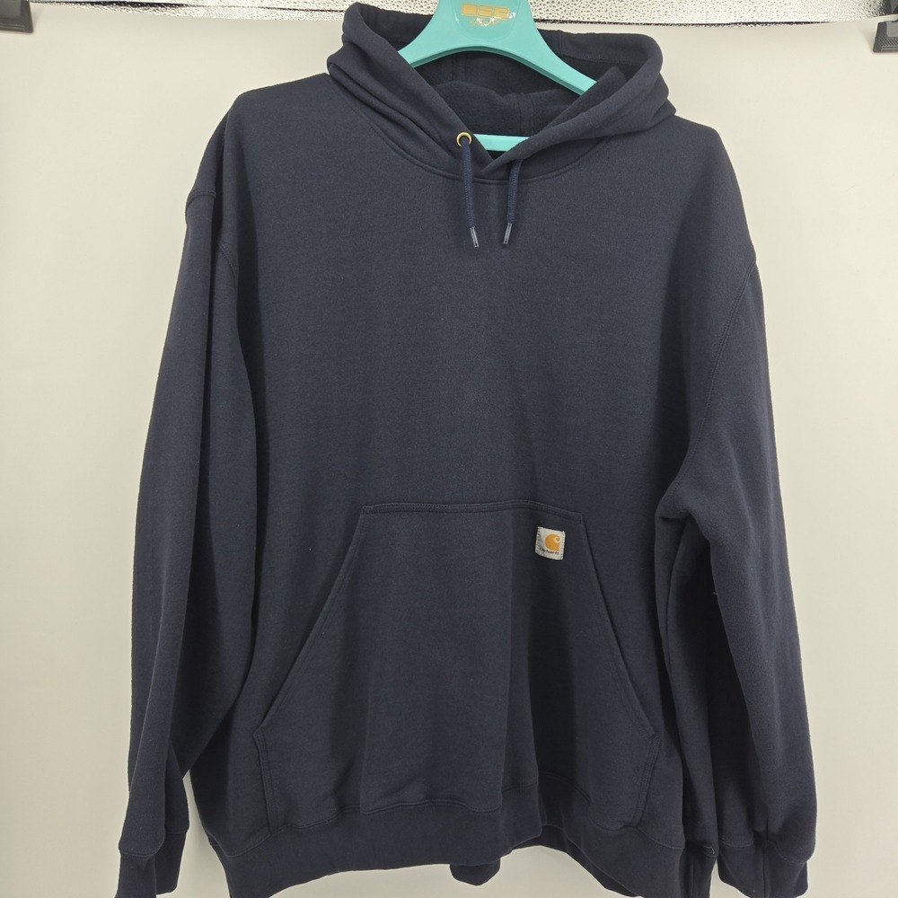 Carhartt Men's Navy Blue Solid Pullover Hooded Sweatshirt - Size 4XL